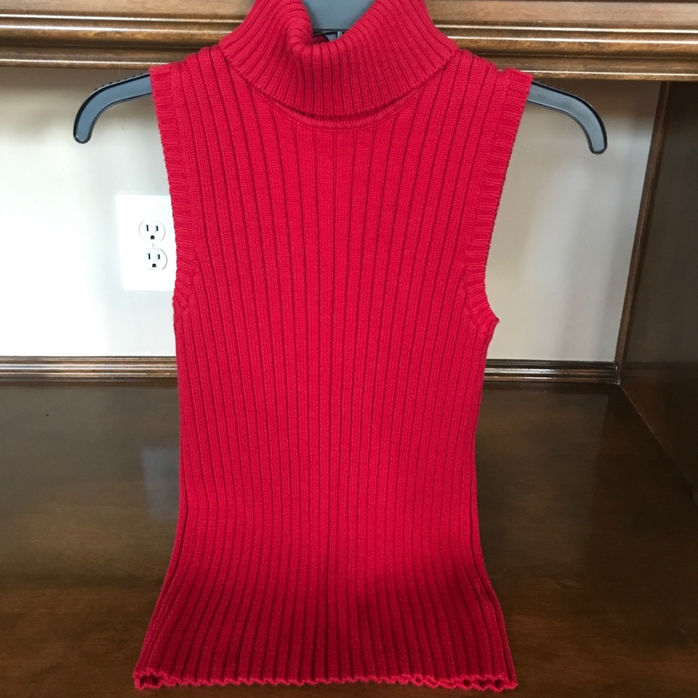 Sleeveless Red Turtleneck